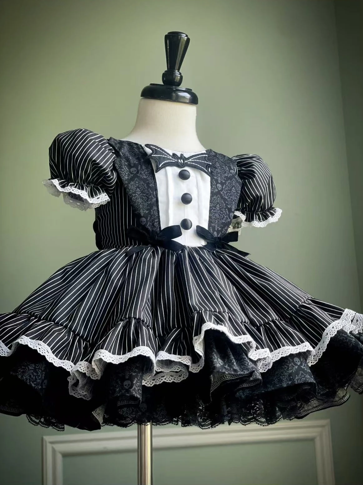 

0-12Y Baby Girl Summer Black Halloween Bat Costumes Vintage Princess Dress for Birthday Photography Holiday Eid B482