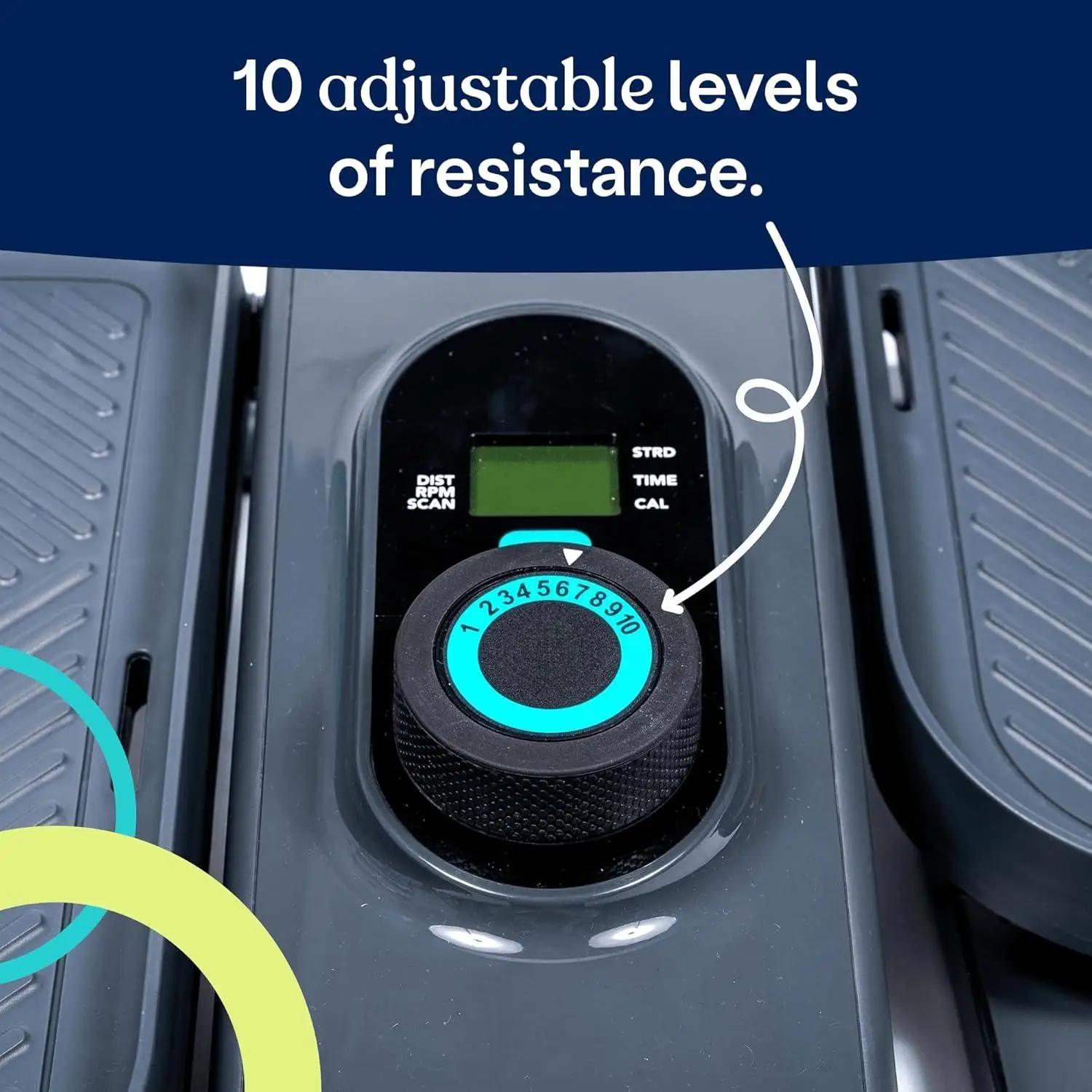 コンパクトで静かなデスク下エリプティカル、LCDモニター付き、調整可能な抵抗、伸縮式ハンドル付きポータブルデザイン