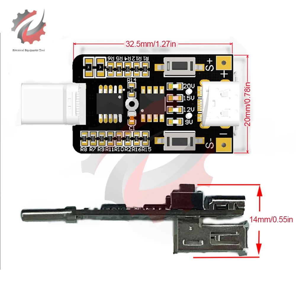 USB Type-C 9V 12V 15V 20V Adjustable PD 2.0 3.0 Trigger Adapter QC Decoy Trigger Board Fast Charging Trigger Module With E-mark