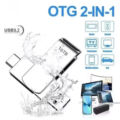 Imagen 2 del producto Nuevos unidades Flash de 16TB, transferencia USB de alta velocidad, tarjeta de memoria Pendrive de Metal, memoria Flash Disk, Memoria, resistente al agua 2026