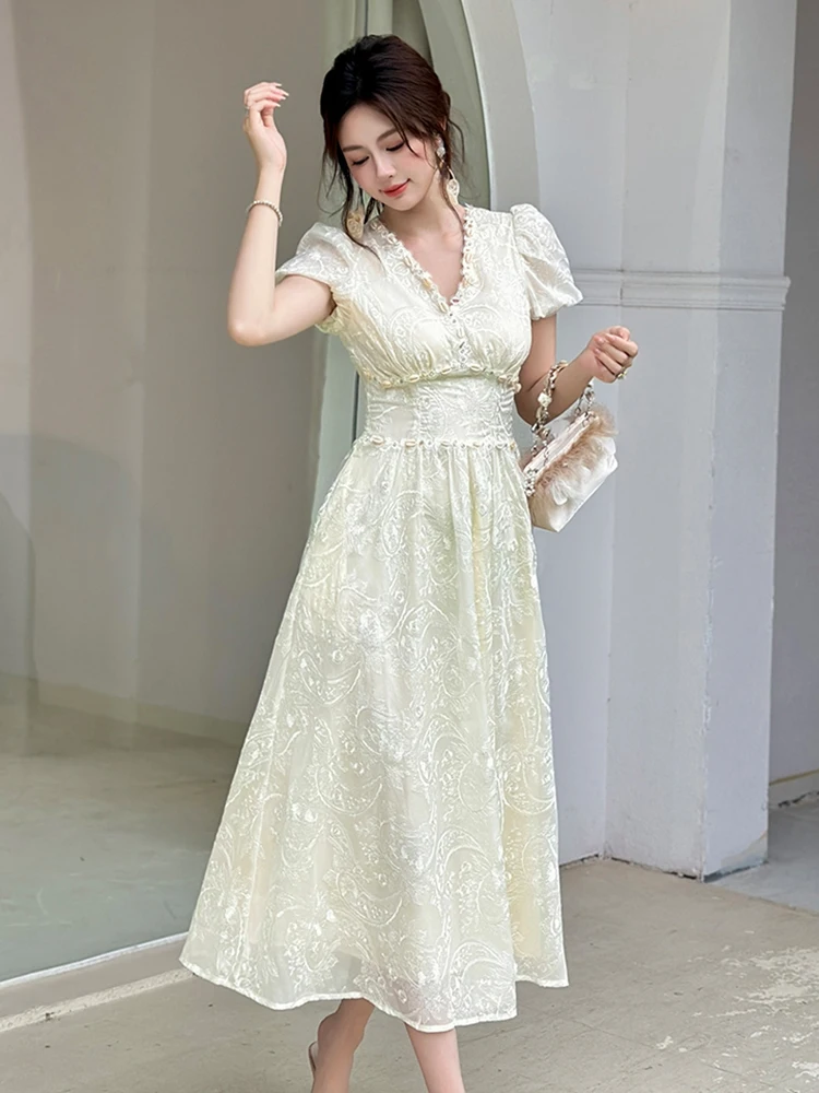 Frauen Kleidung Stickerei Blume Spitze V-ausschnitt Korsett A-Line Abendkleid Elegante Dame Mode Party Prom Vestidos Fiesta Robe Neue