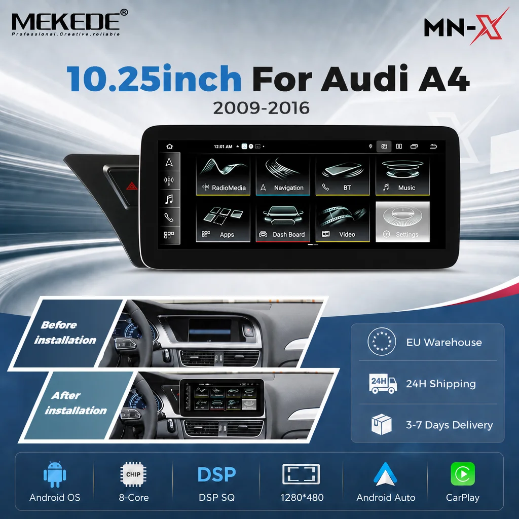 MEKEDE Autoradio Android All-in-One con Stock UE per Audi A4 A5 A4L B8 2009-2016, Lettore Multimediale, Navigazione GPS, Sistema Veicolare Intelligente, Carplay Wireless, Android Auto, Commutazione