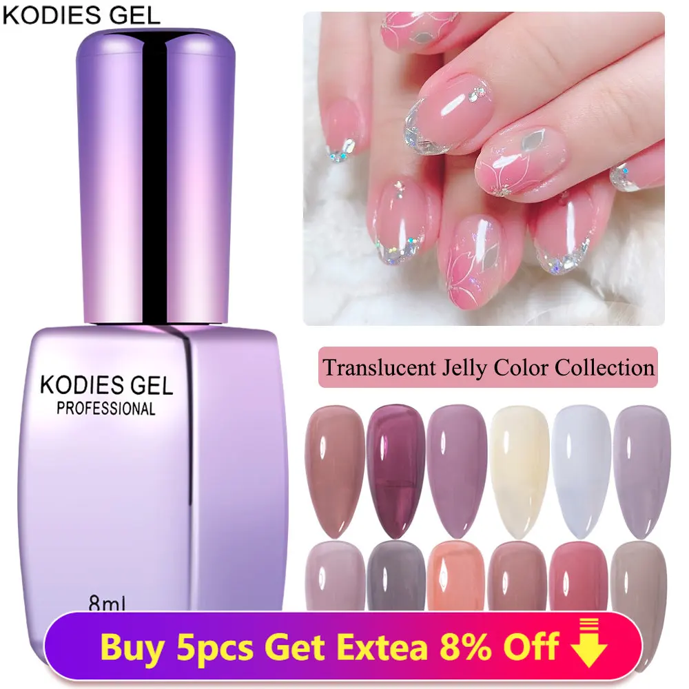 

KODIES GEL 2022 New Gel Nail Polish 8ML Jelly Autumn Winter UV Semi Permanent Milky White Nail Art Gels Varnish French Manicure