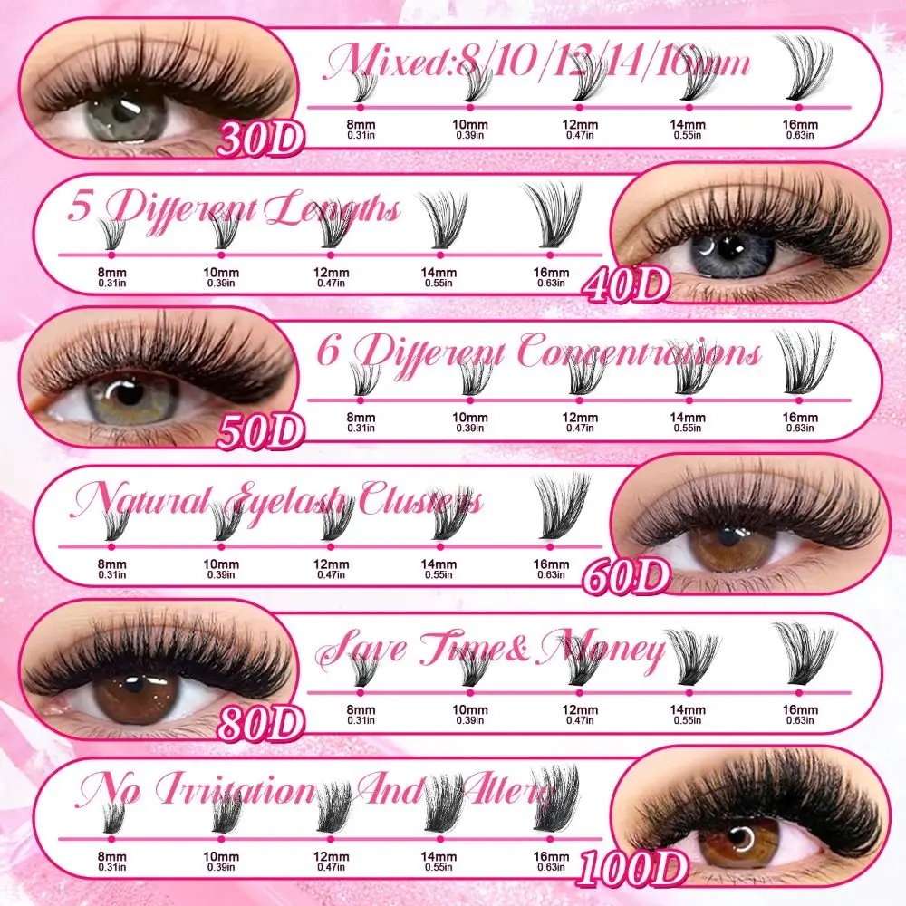 Natural Look False Eyelashes Wispy Style Cluster Design DIY Lash Extension Kit Bond and Seal Fake Eyelash Makeup Enhancement