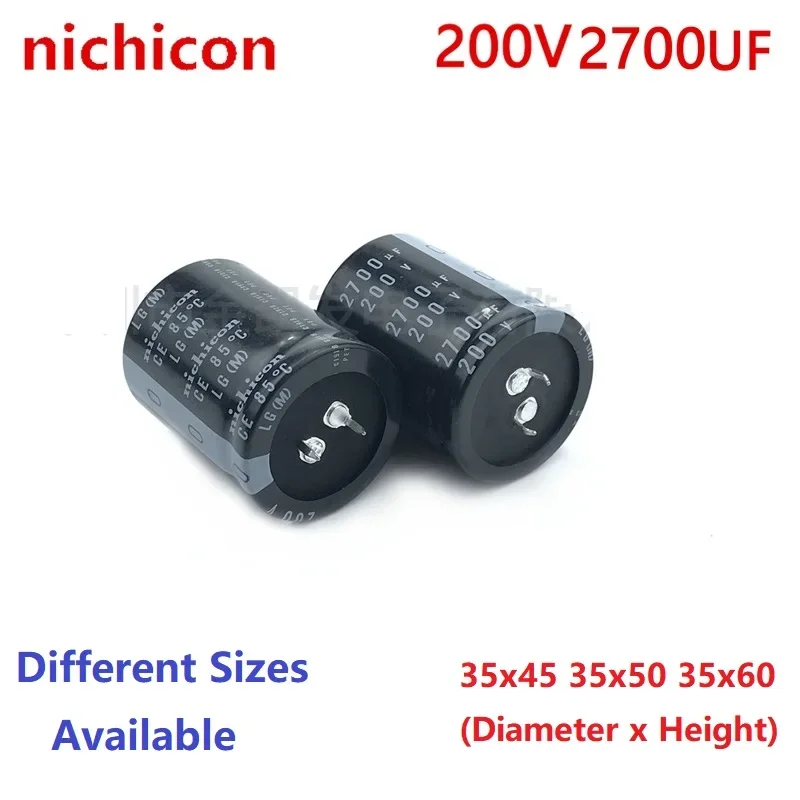 

2Pcs/Lot Japan Nichicon 2700uF 200V 200V2700uF 35X45 35X50 35X60 Snap-in PSU Capacitor