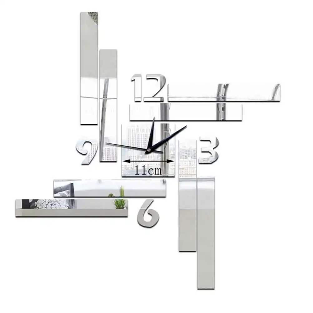 

Mirror Clock Art Decor Wall Decoration Striped Square Chic for Restuarant Decorative