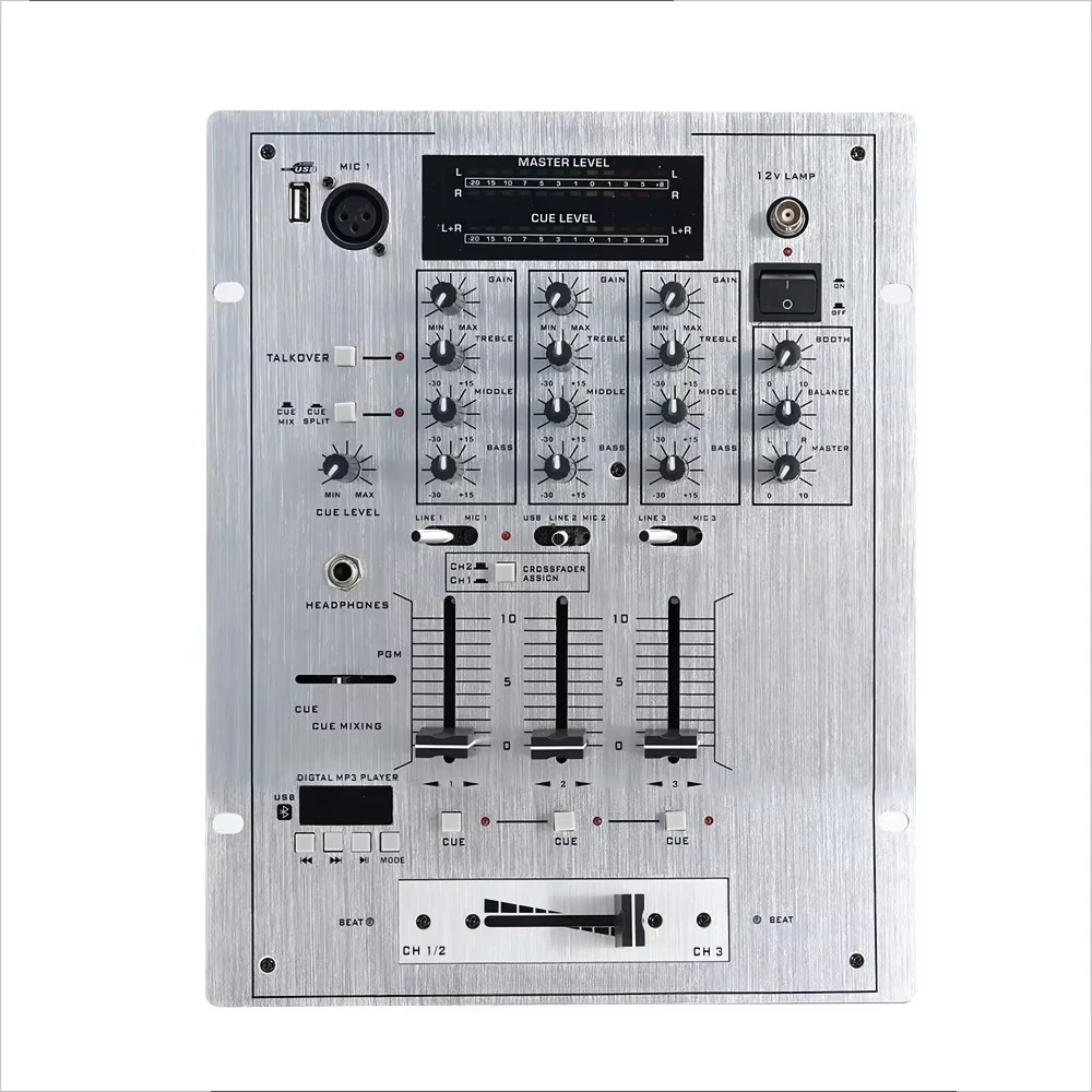 Professional DJ Player Mixer with EQ Scratch-proof DJ Mixer Console Replaceable Crossovers with Reverse