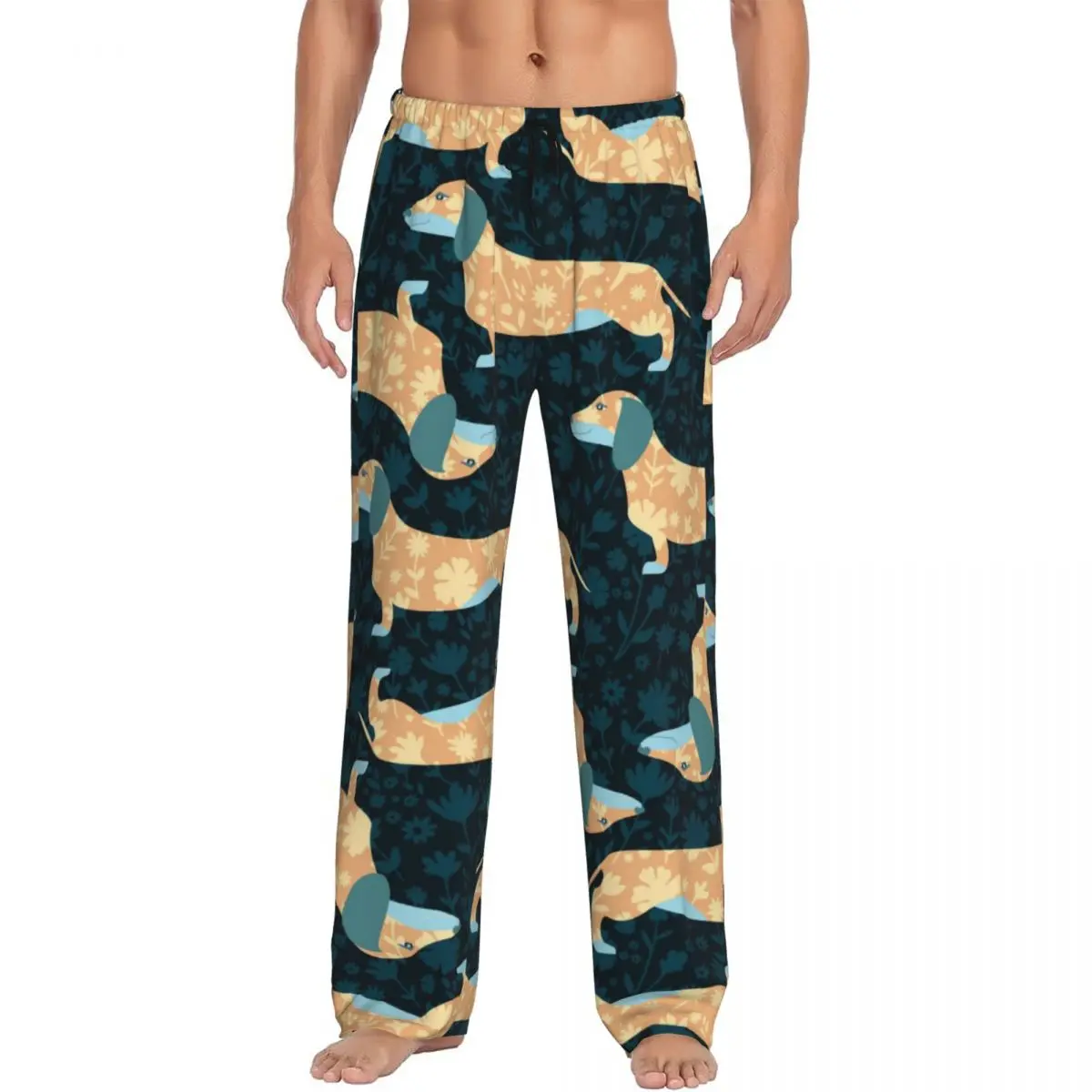 Floral Dachshunds Dogs Men Sleep Bottoms Male Lounge Trousers Men's Pajama Pants