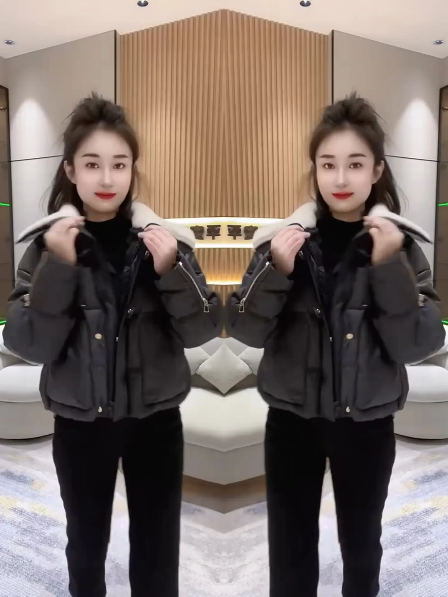 

Sli ort Cotton Jaet Women's Bla Slimming Versatile Autumn Winter Coat Faionable Cact Size Cotton Clothing