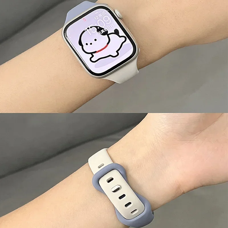 Slim Silicone Strap For Apple Watch Band 44 mm 42/46mm 45/41mm 38 40MM Bracelet iWatch Series 8 7 6 5 SE 4 3 9 10 ultra 2 3 49MM