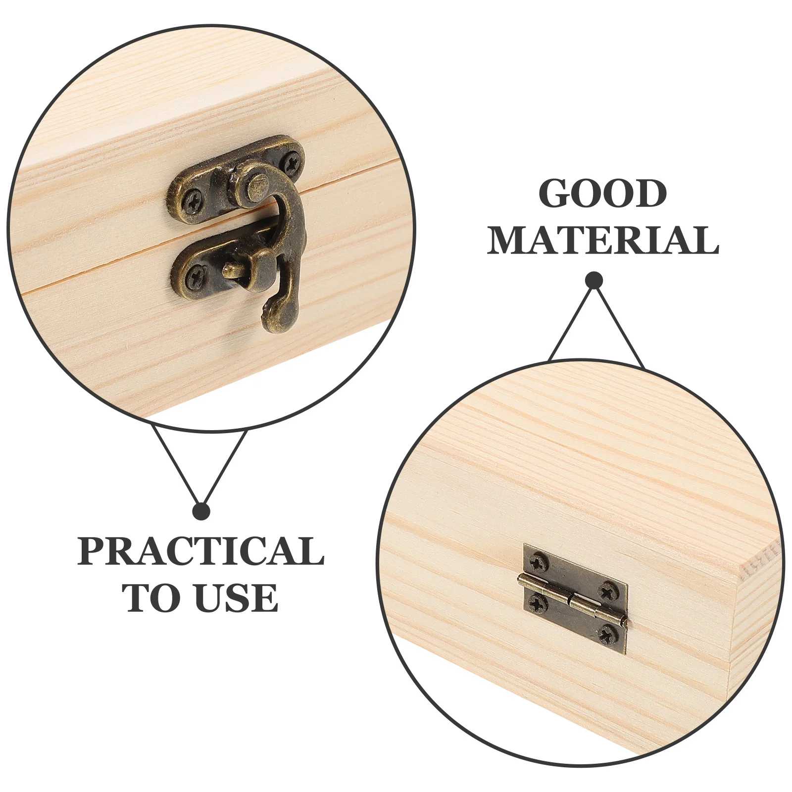 1pcs Unfinished Wooden Box Rectangular Jewelry Storage Box Natural Wood Craft Organizer Hinged Lid Beige For Diy Keepsake