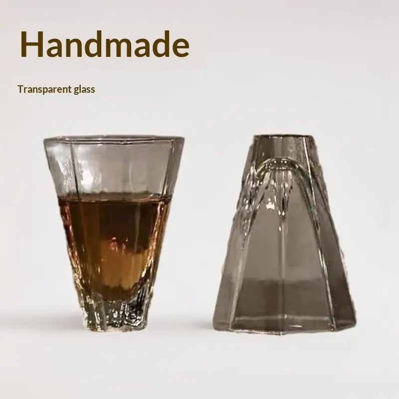 Japanese Style Glass Tea Cup 50ML,Handmade Sake Cup,Bar Tasting Glass,Transparent Liquor Drinking Glass,Elegant Cup