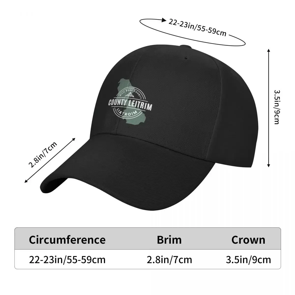 County Leitrim Map Baseball Cap Streetwear Luxury Brand Luxury Cap Trucker Hats For Men Women's
