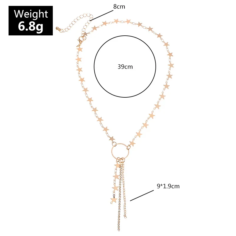 

Handmade Cross-Border Jewelry Star Diamond Tassel Nelace Ele Personali Matching Accory Women's Faion Jewelry