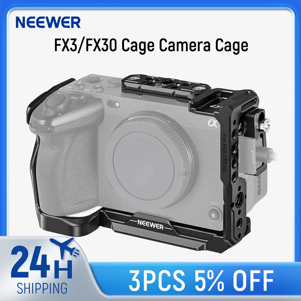 NEEWER FX3 FX30 Half Cage for Sony FX3 FX30 Camera, Aluminum Video Rig with NATO Rail, 3/8\