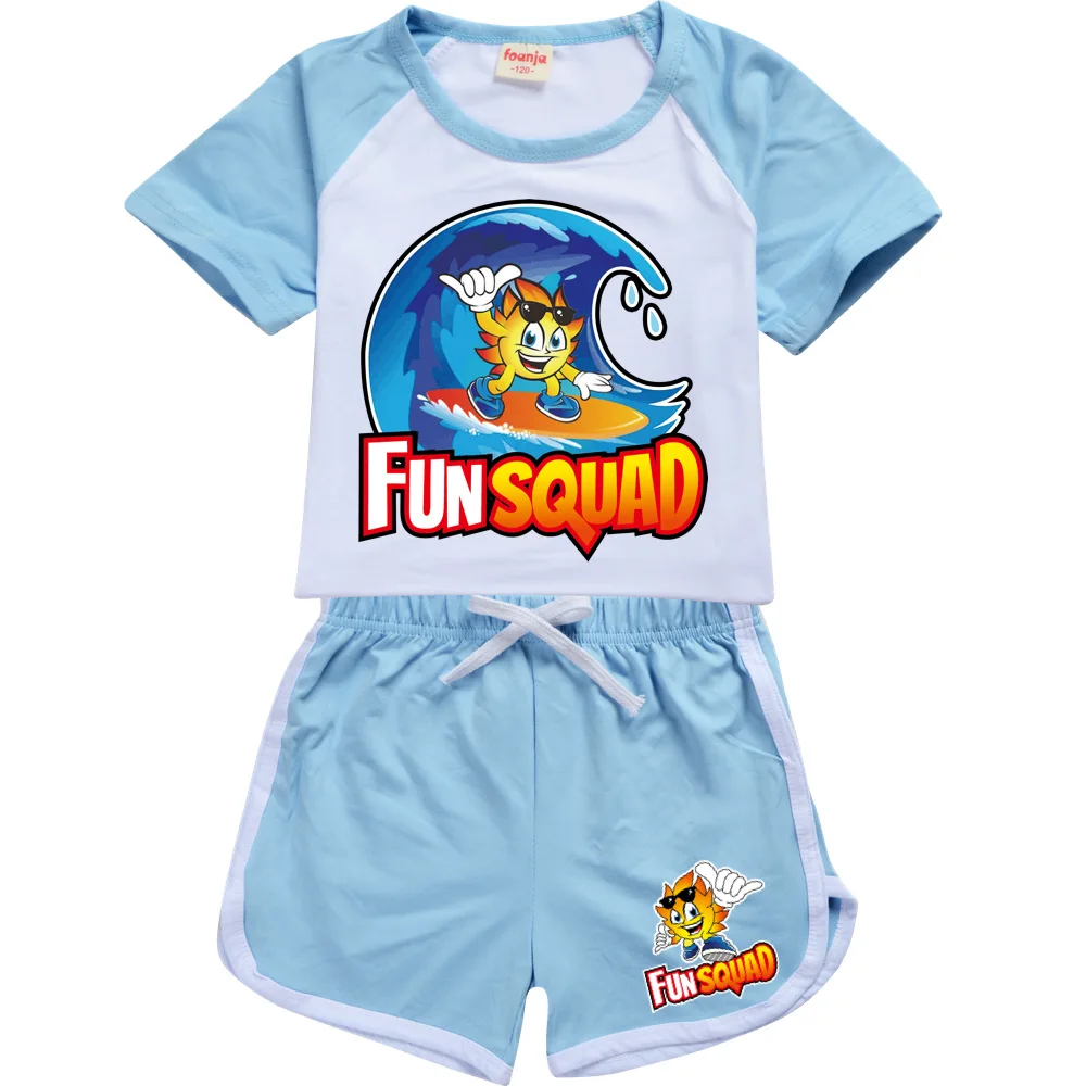 Children Summer Clothing Cotton Short Sleeve T Shirt+Pants Sets Baby Girls Boys Fun Squad Games Sport Suits Kids Clothes Set