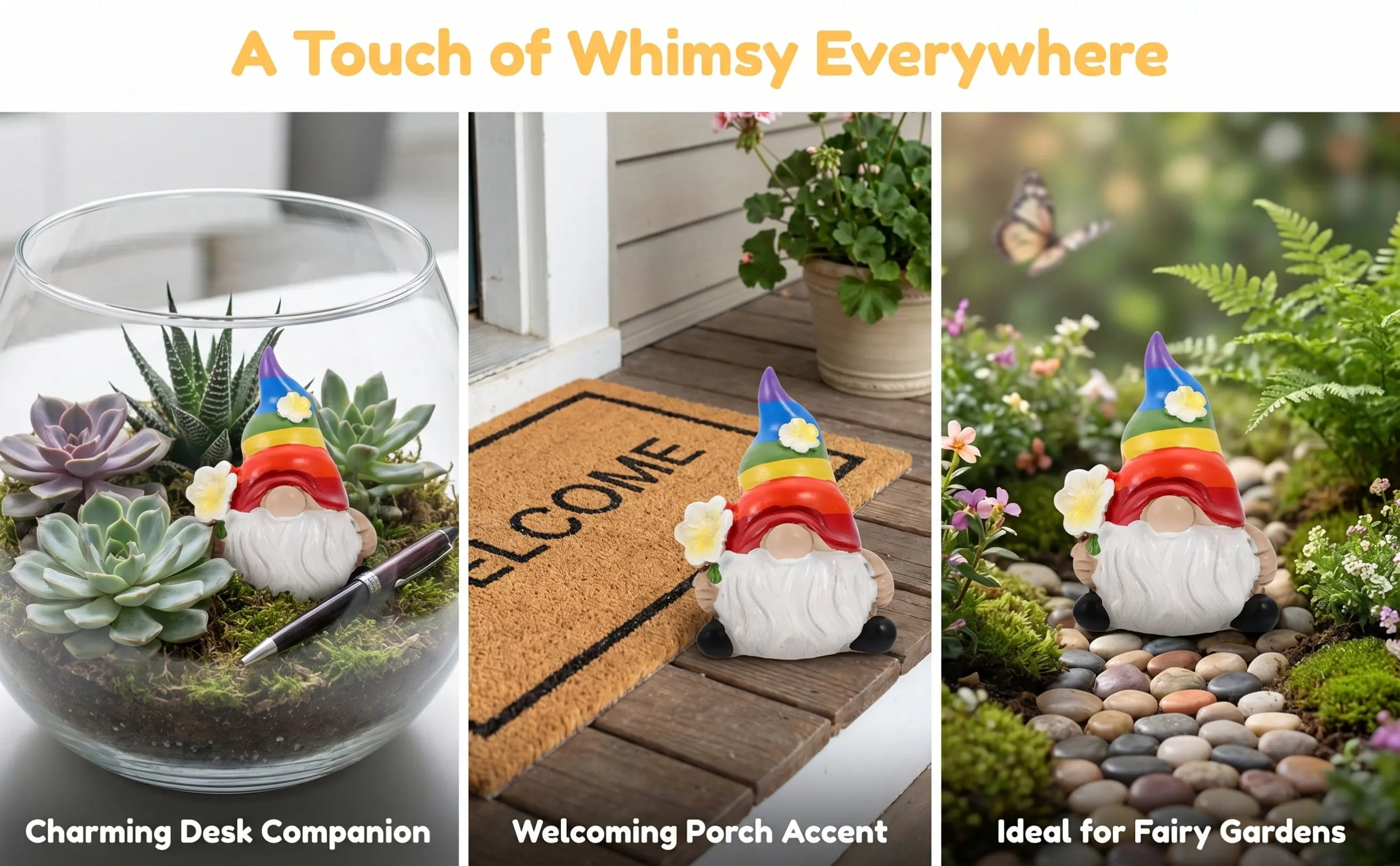 Resin Garden Gnome Outdoor Yard Ornament Cute Courtyard Statue for Lawn Patio Micro Landscape Decor
