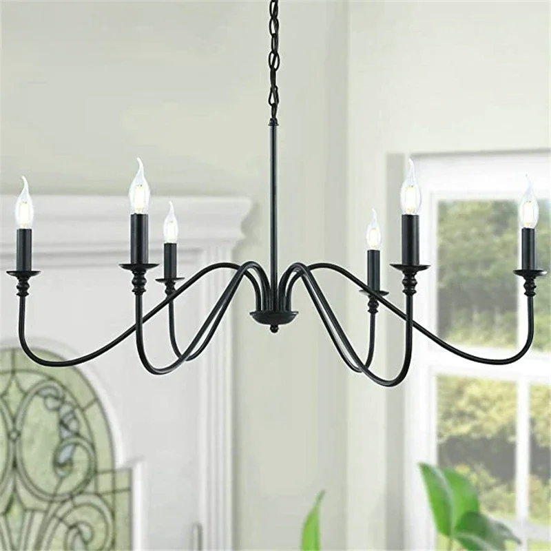 

HGaneed Rustic Classic LED Iron Chandelier Hanging Light Fixture Pendant Lamp for Kitchen Living Dining Room Hotel Loft Bar Home