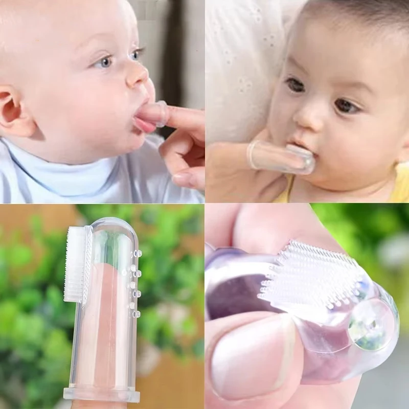 Soft Silicone Pet Finger Toothbrush for Baby Kids Dog Cats Teeth Cleaning Brush with Case Teddy Dog Tooth Brush Teeth Care Tool