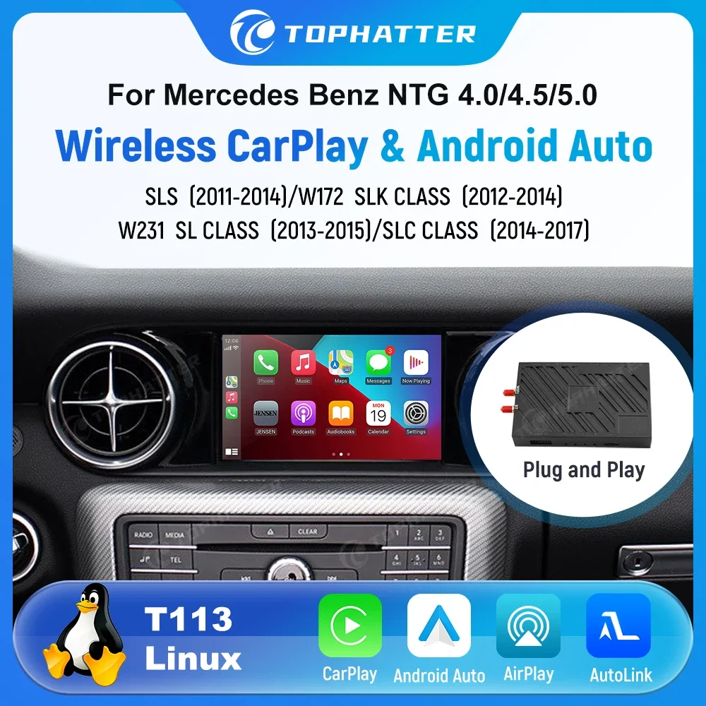 

Linux Car Decoder for Mercedes-Benz SLS W172 SLK CLASS W231 SLC 2011-2017 Android Auto CarPlay Upgrade HD Video Interface Box