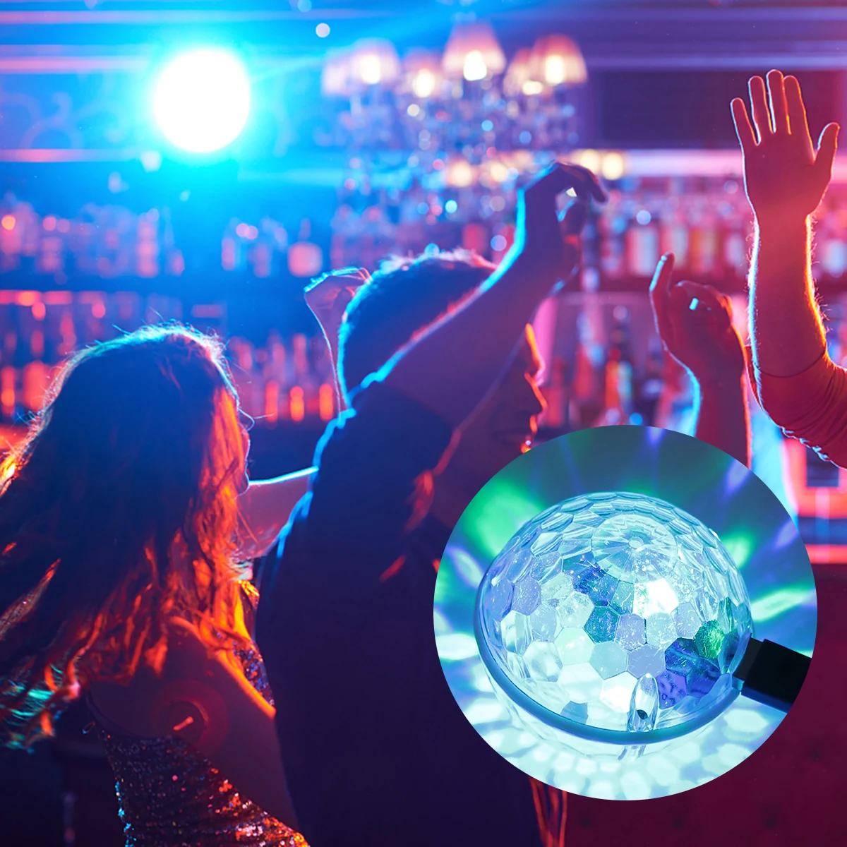 

Crystal Sphere LED Lights Mini Stage Ball USB Powered Cool Lighting Effects for Mobile Phones Type C Cordless DJ Disco