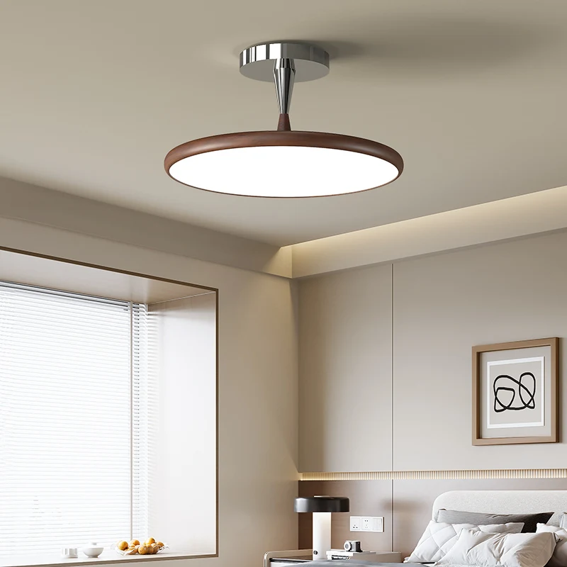 Французский светодиодный потолочный светильник для спальни, креативная летающая тарелка, цвет ореха, потолочный светильник, современный простой домашний декор, осветительные лампы
