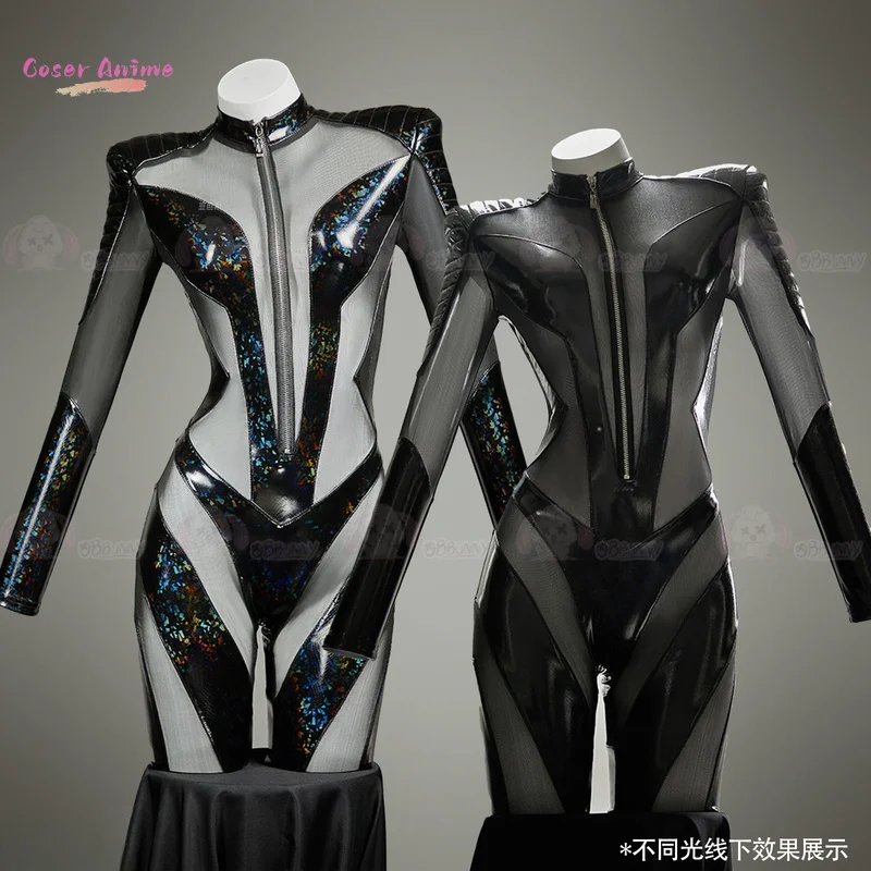 

Carnival Halloween High Quality Bat Superheroine Jumpsuit Cat Lady Selina Cosplay Kyle Costume Faux Leather Black Outfit