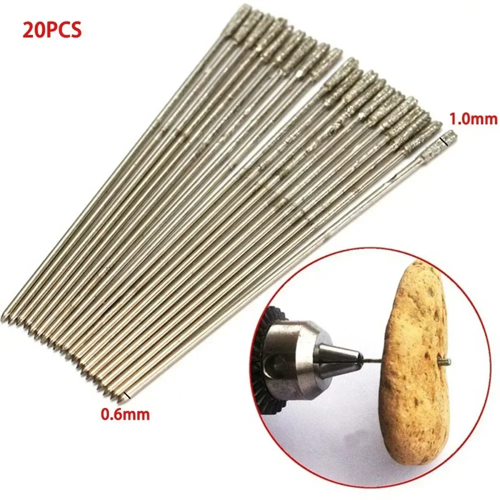 20Pcs 1mm Mini Drill Bits Jewelry Drilling Bit Diamond Stone HSS DrillBits Drilling Bit Workshop Equipment Power Tools