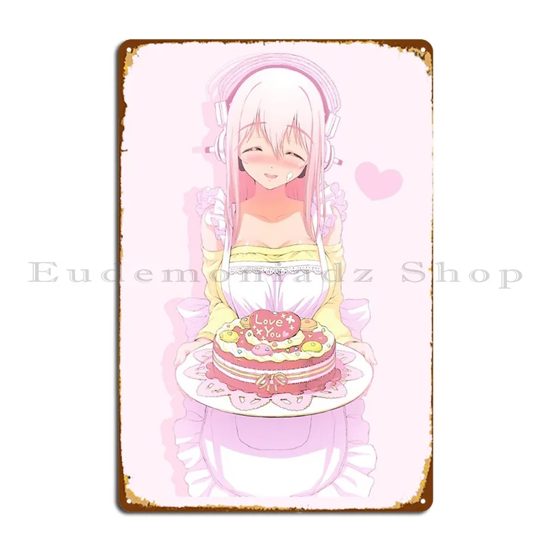 Super Sonico Cake %Ea%95%A5 Metal Sign Customized Paintingwall Plaque Living Room Wall Cave Tin Sign Poster