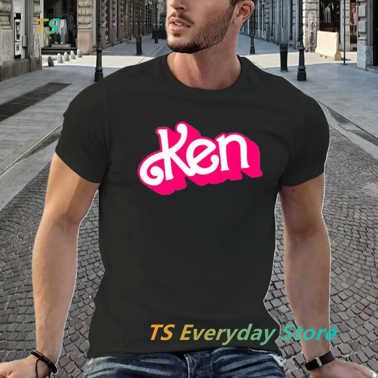 New Ken Logo Classic CottonT-Shirt Male Casual Y2K O-Neck Tshirt Top heavyweights sweat  Summer Men Cotton T-shirt Men Chothes