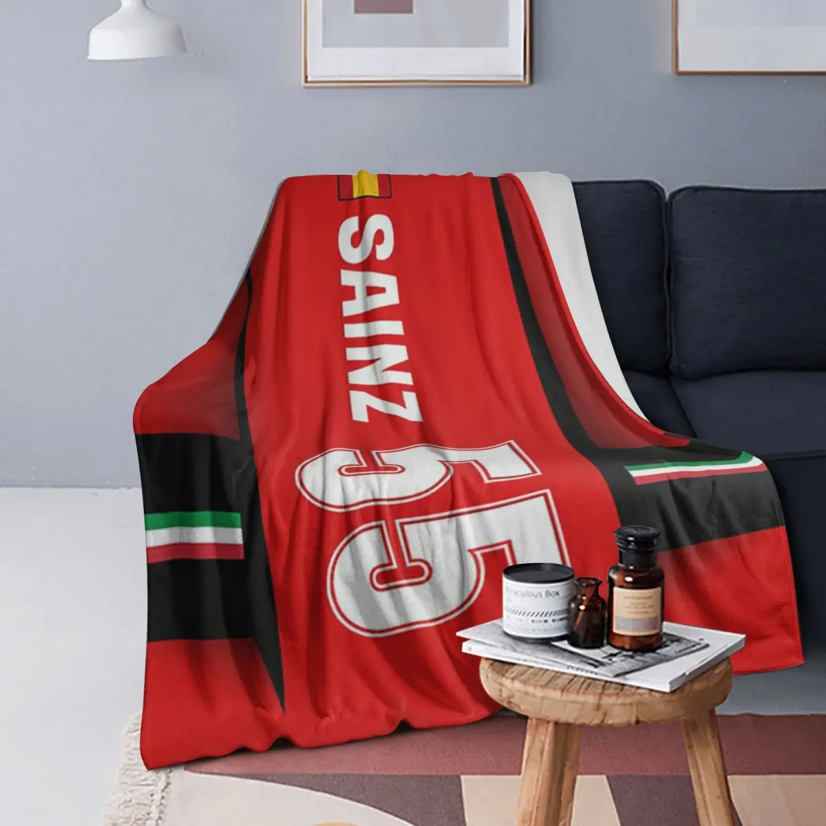 

F1 2021 - # 55 одеял Sainz, мягкое теплое фланелевое одеяло, постельное белье для кровати, гостиной, пикника, путешествий, дома, дивана