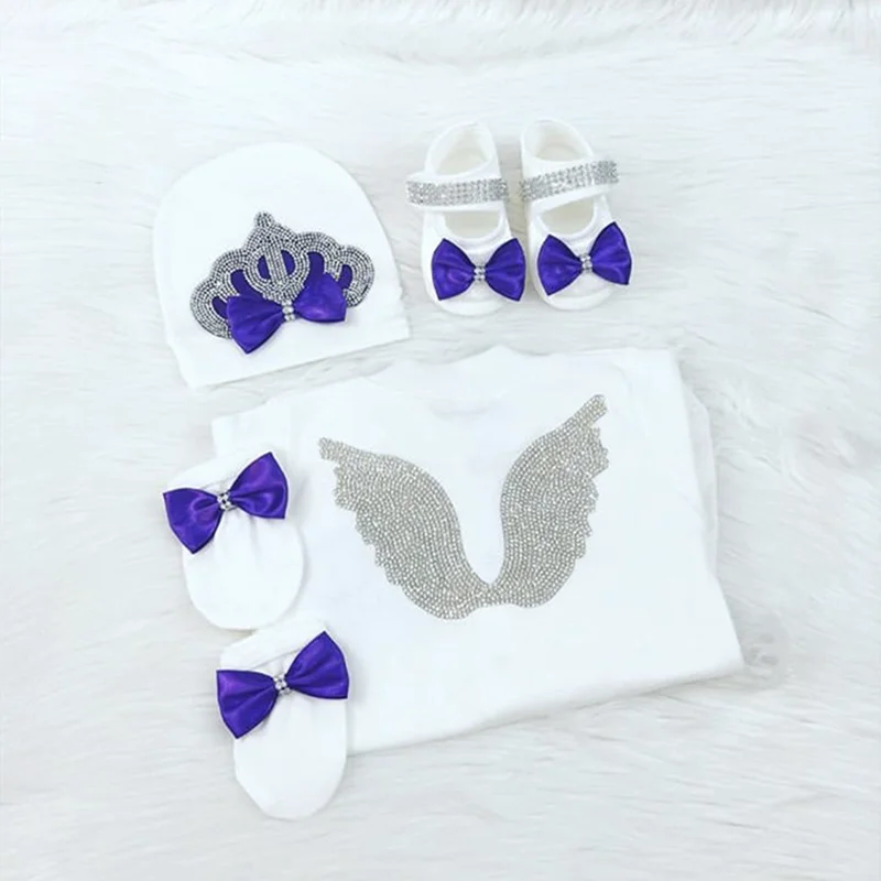 custom name baby jumpsuit boy cotton newborn baby clothes 0-3 month rhinestone crown jurken white baby pajamas set for boys