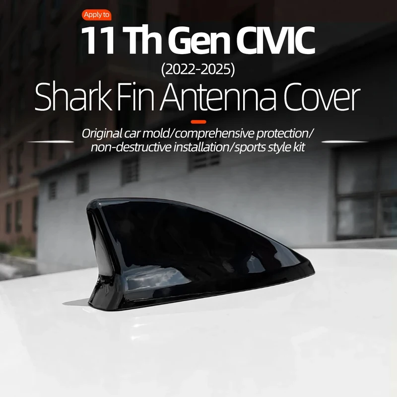 FOR 2022 2023 2024 2025 11th CIVIC Shark Fin Antenna Decorative Patch Black Cover Roof Antenna Cover Decorative Patch Cover