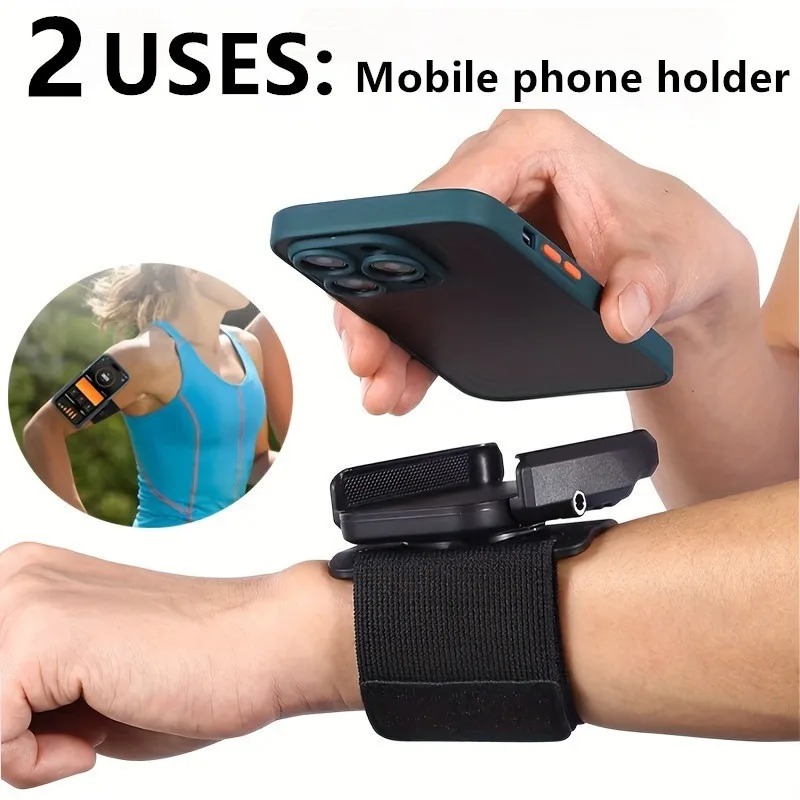 حامل معصم للهاتف للجري العالمي مضاد للانزلاق للرياضة والمشي لمسافات طويلة والسفر، متوافق مع جميع الهواتف الذكية (أسود)