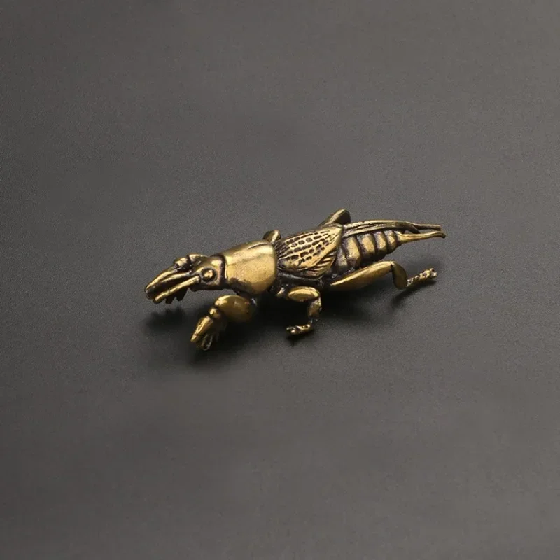 Insect Mole Cricket Figurines Miniatures Tea Pet Desktop Ornament Vintage Brass Animal Statue Home Decoration Accessories Crafts