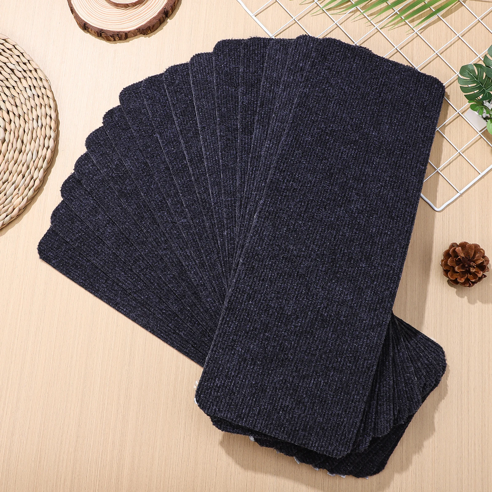 15 Stück Streifen-Treppenmatten, Teppich, Outdoor-Stufen, Polyester (Polyester), Stufen für Teppichtreppen