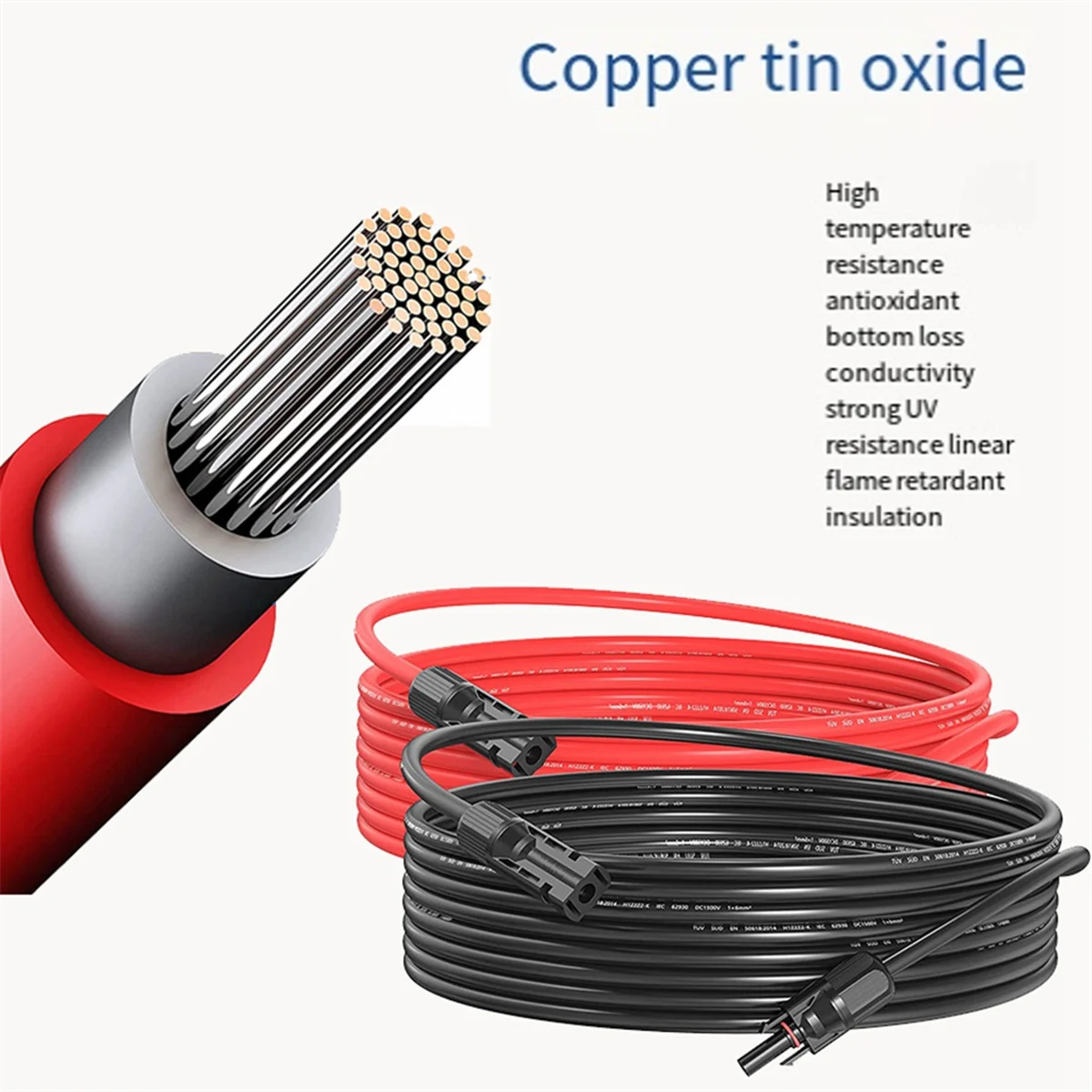2M 12AWG- Solar Extension Cable,Solar Panel Extension Cable with Female and Male Connector(Red+Black Cable)