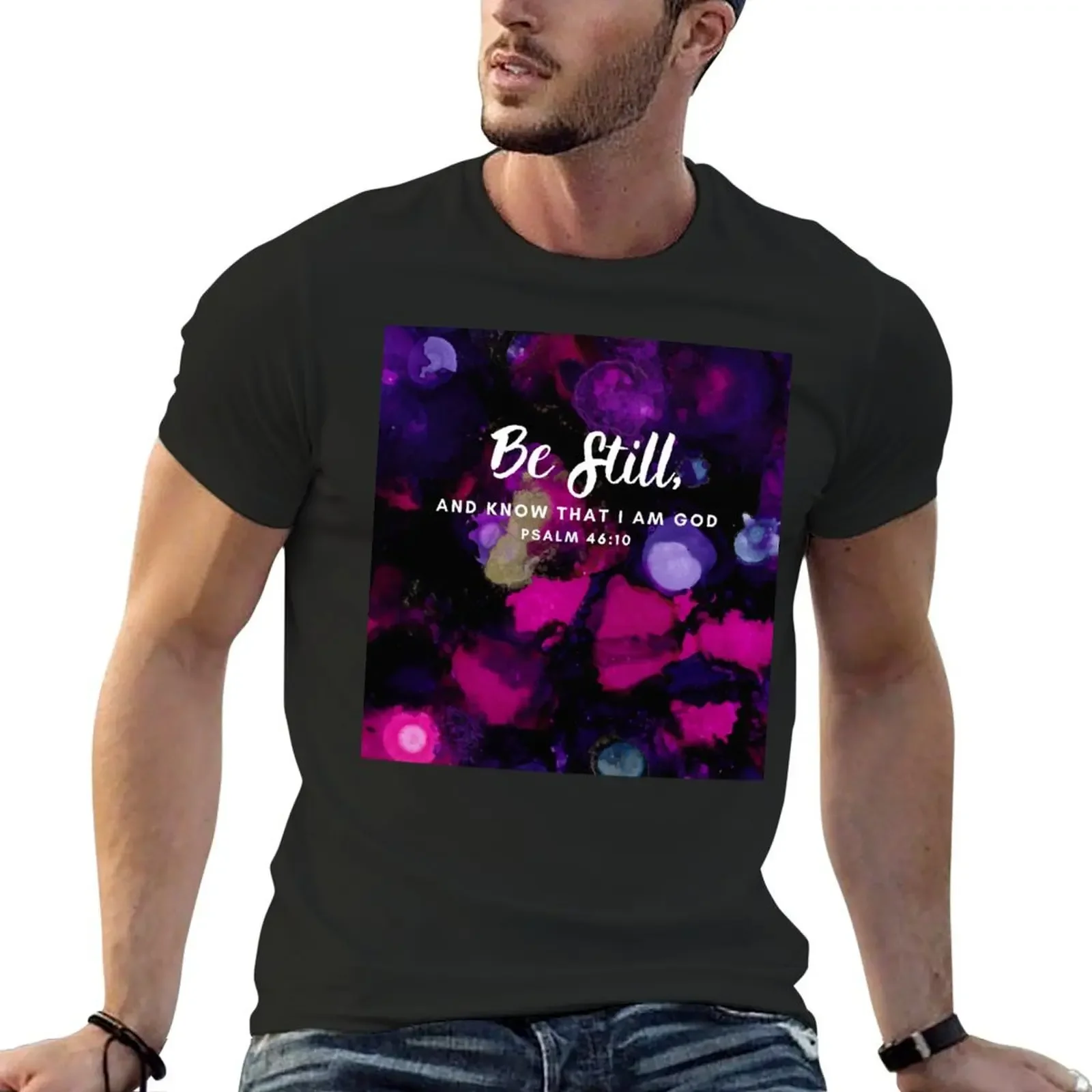 Be Still Psalm 46:10 T-Shirt Short sleeve tee shirts graphic tee Blouse anime stuff shirts men