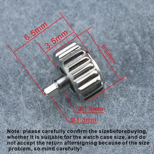 Imagen 2 del producto Cabeza de reloj de acero inoxidable GS de 6,5mm, corona, mango de reloj, accesorios de reloj adecuados para NH35/NH34/NH36, no universal