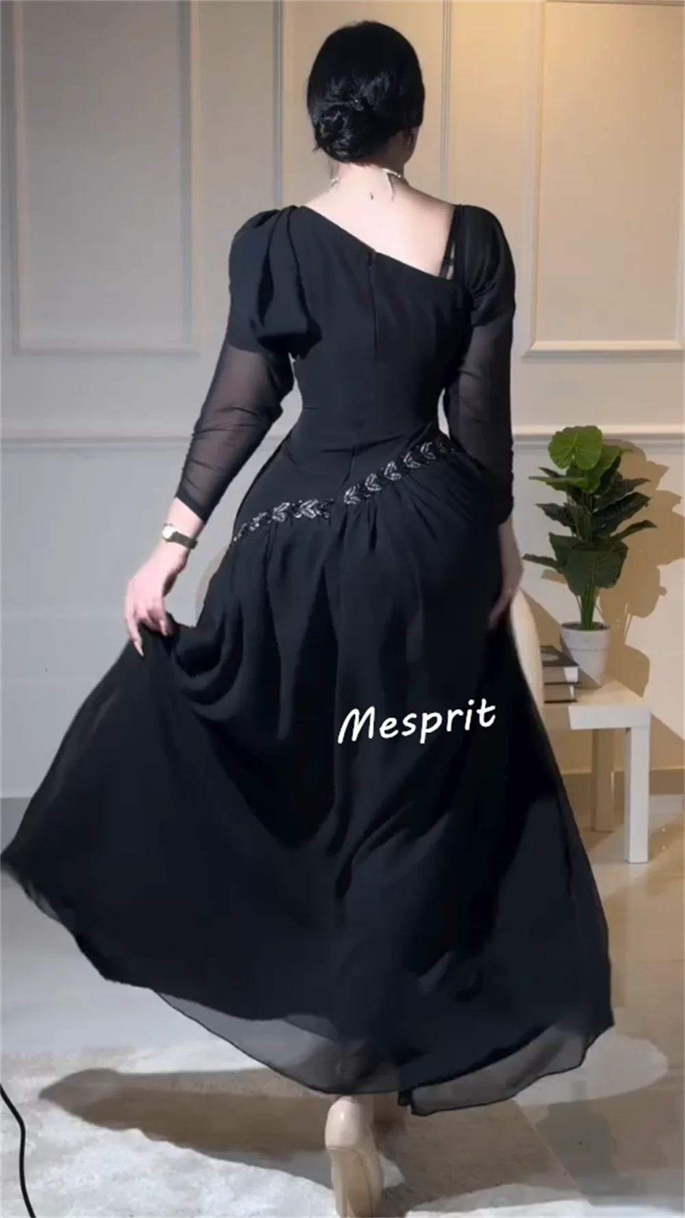 Customized Jersey Rhinestone Asymmetrical Neck Pleat A-line Midi Dresses Bespoke Occasion Classic Prom Elegant Party Retro