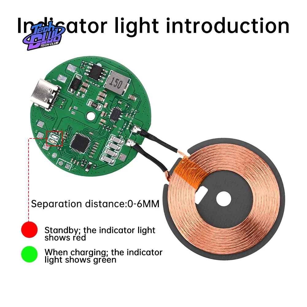 DC 5-12V 20W High Power Wireless Charger Transmitter Module Type C Fast Charging Circuit Board for Mobile Phone