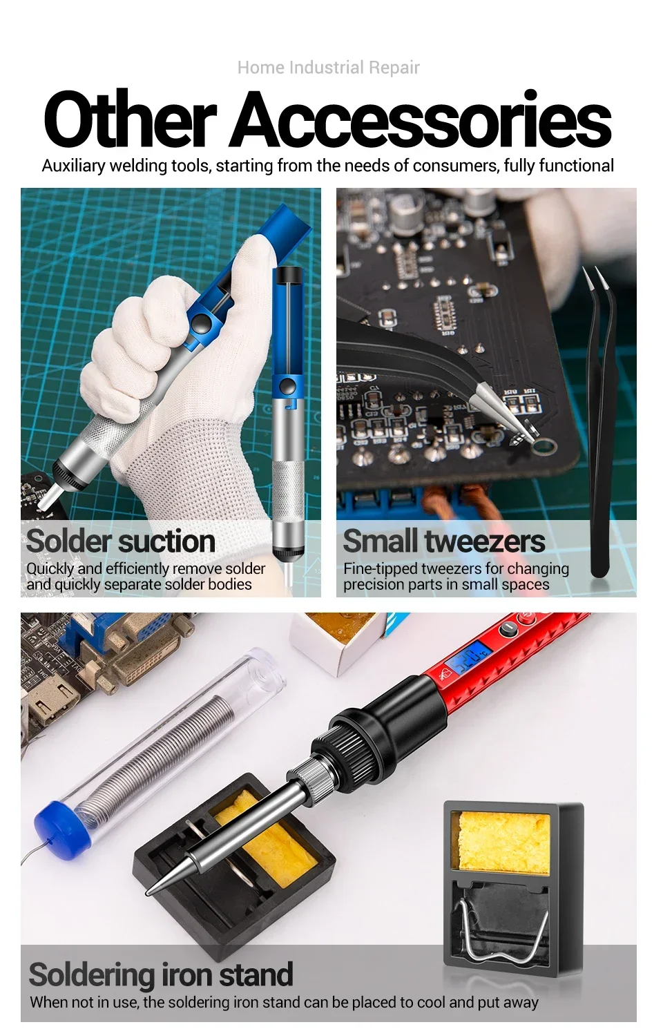 ANENG SL106 60W Lötkolben-Set, Einstellbare Temperatur, Schweißausrüstung, US-Stecker, Schweiß- und Reparatur-Lötkit, Werkzeuge – Detail 16