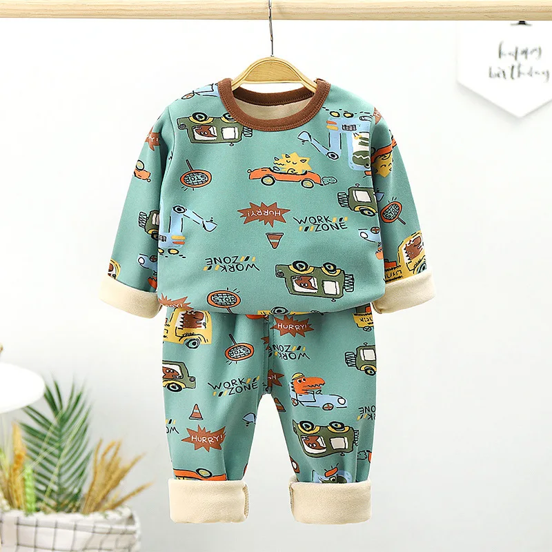 Children Padded Underwear Sets Autumn and Winter New Long-Sleeved Autumn Clothes and Trousers Warm Boys and Girls Home Clothing