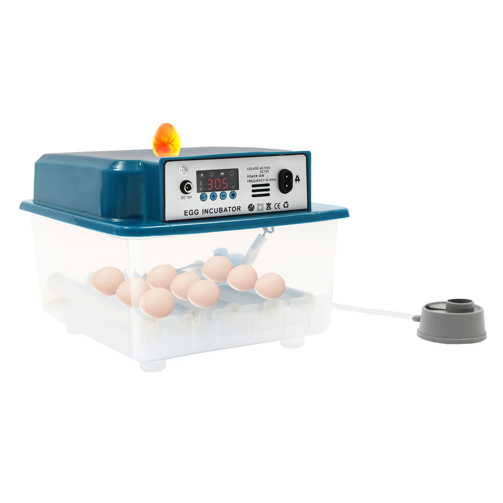 Clear 16 Eggs Incubator Fully Automatic Egg Incubator Poultry Hatcher Machine with Automatic Egg Turning &Temperature Control