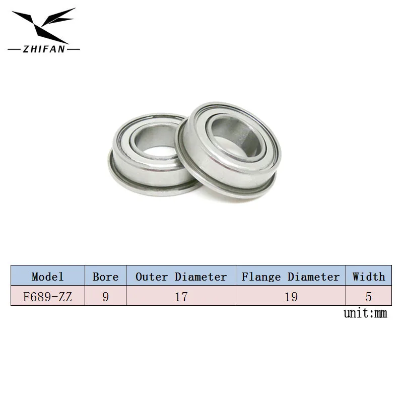 8Pcs F689ZZ Flange Ball Bearing 9*17*5 F689 ZZ Flanged Ball Bearing 9*17*5 689ZZ Deep Groove Ball Bearing