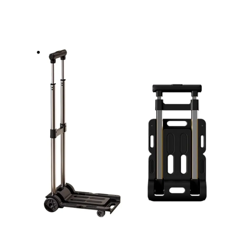 

4 Wheel Foldable Hand Cart Heavy Duty Utility Wagon with Pull Handle for Home Shopping Luggage Transport