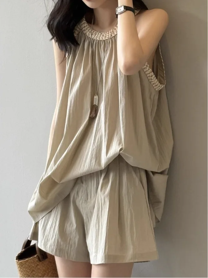 

Женский жилет Summer Faion и широкий комплект из двух предметов Svel High End Feel, повседневные брюки из хлопчатобумажной ткани