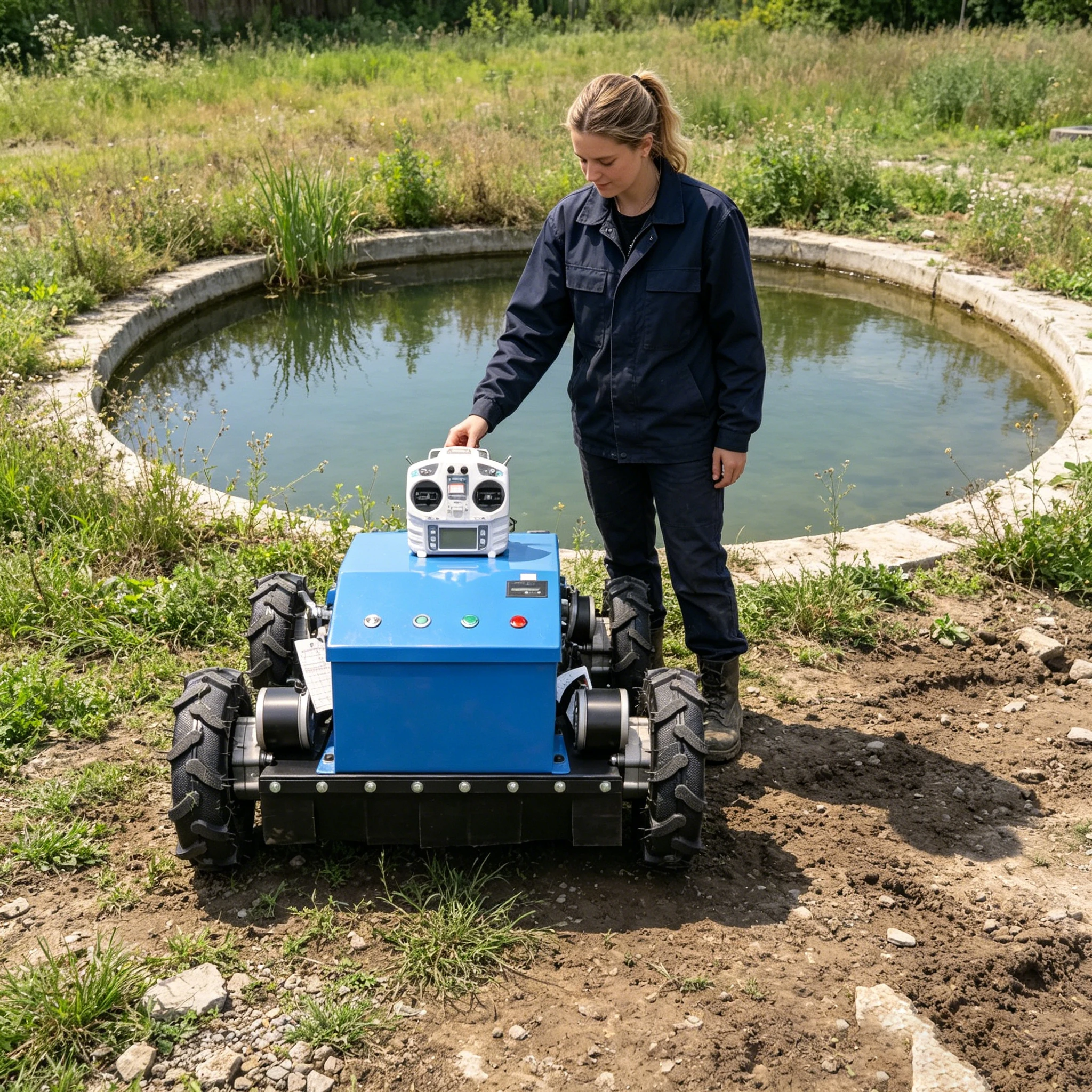 Customized remote control tracked four-wheel lawnmower mini compact body, flexible and free
