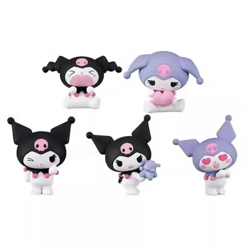 Kawaii Sanrio Figure Kuromi Anime Action Figure Meme Halloween Decoration Emoji Pvc Model Ornaments Xmas Gift Girl Toy Children