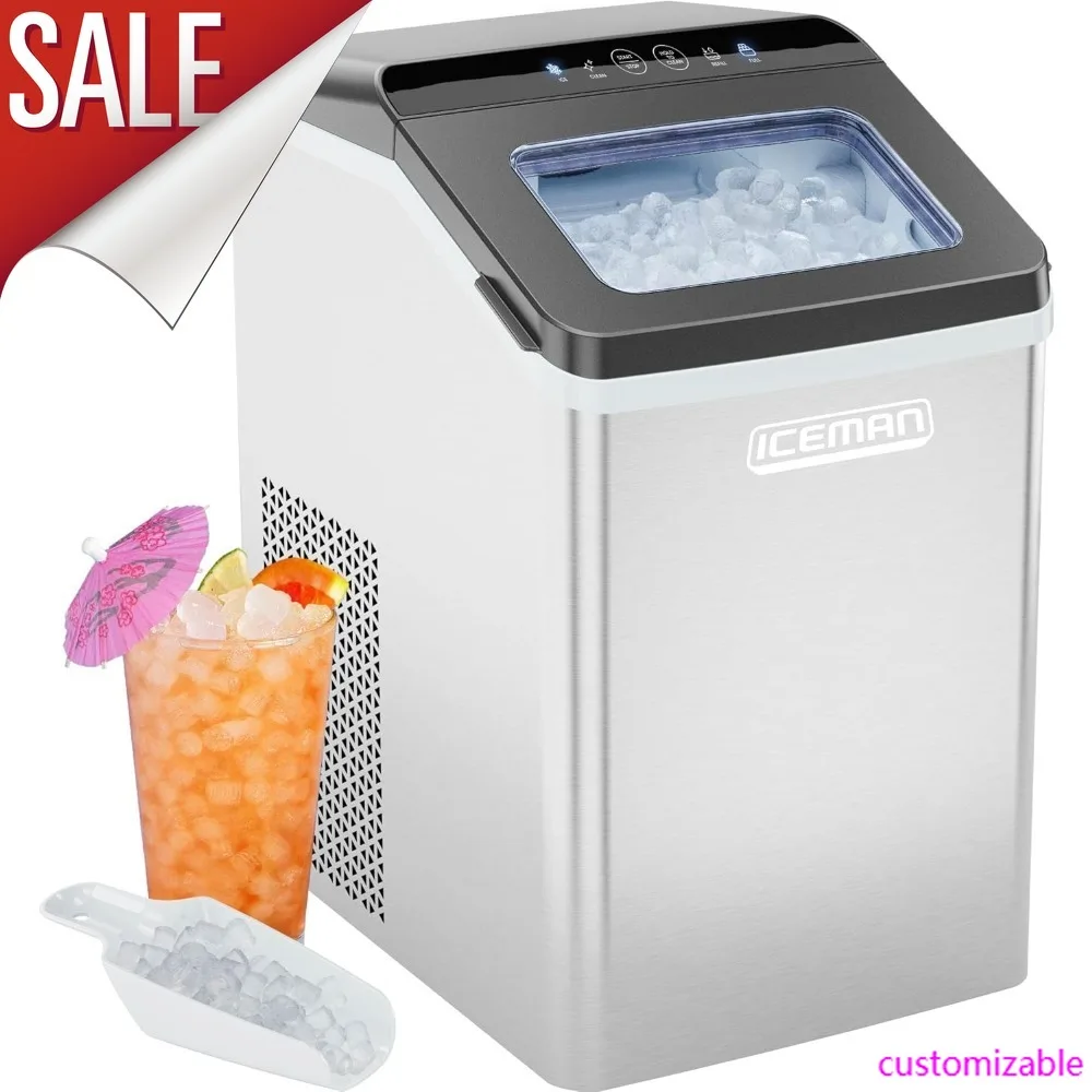 

Sale-Pebble Ice Machine, Countertop Nugget Ice Maker Produces Chewable Pellet Ice In 20 Minutes, Makes 33lbs/Day, With One-Touch